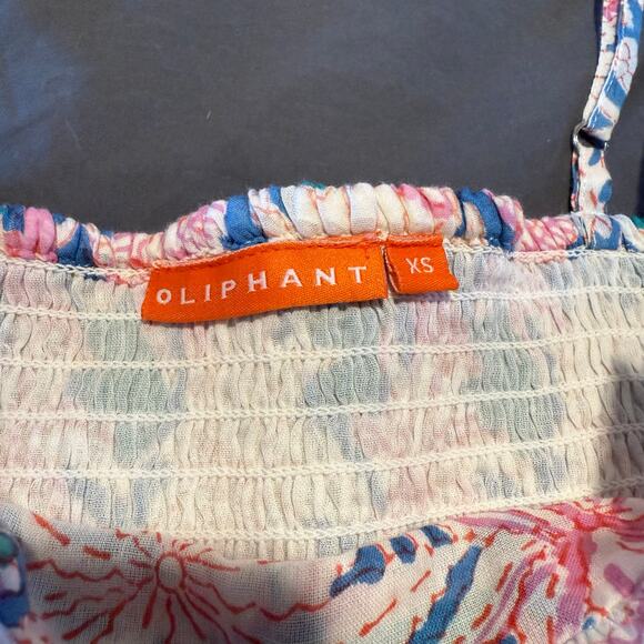 NWOT Oliphant Smocked Back Mini Dress in Cayman Blue 100% cotton size XS - Picture 2 of 10